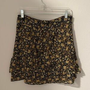 Sezane Carolina Skirt Black / Yellow Blossoms - Size 8